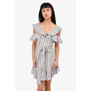 Zimmermann White/Blue Striped Off-The-Shoulder Mini Dress Size 0